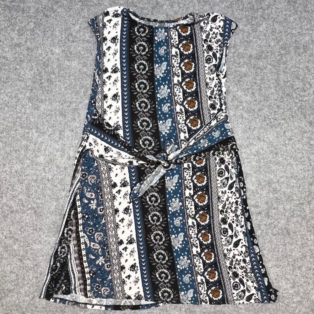 Art Class Girls Youth 10/12 Boho Paisley Floral Sleeveless Tie Waist Dress Multi